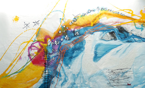 Water media painting, Be Curious by Christine Alfery