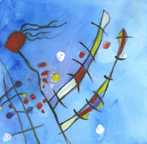 Water media painting, Ode to Miro III by Christine Alfery