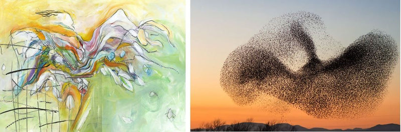 Her Cape Caught The Wind (2019) by Christine Alfery and a Starling Murmuration