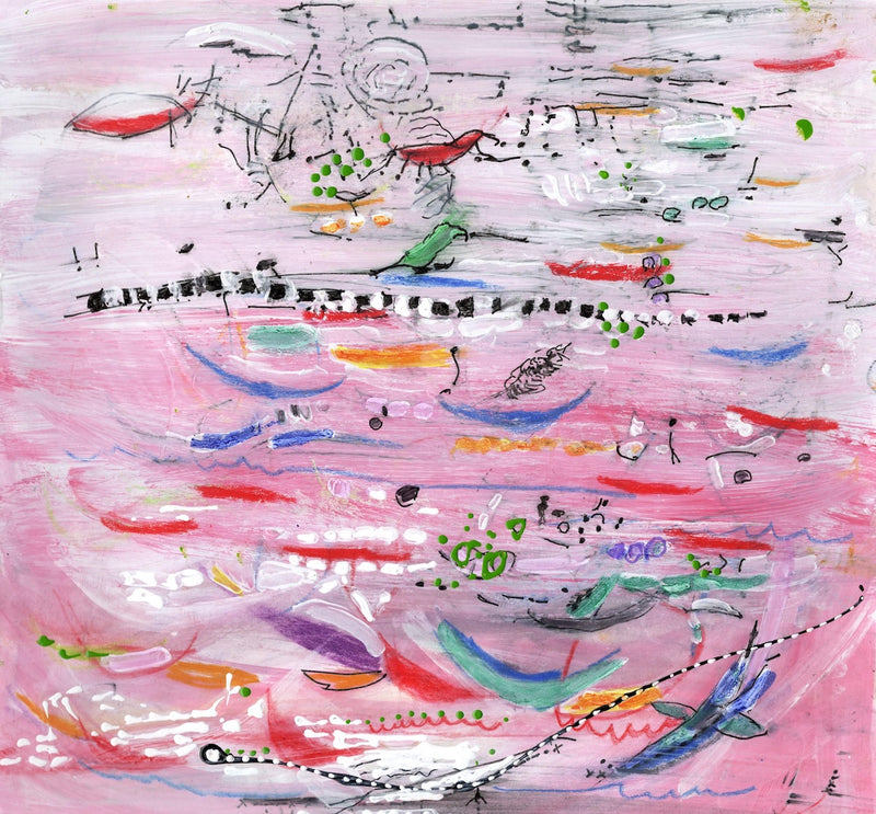 Watermedia painting, Birds on the Water by Christine Alfery