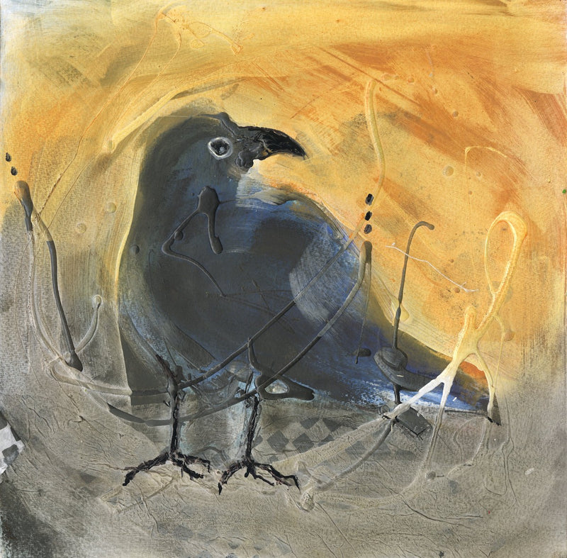 Watermedia painting, Evening at the Feeder by Christine Alfery