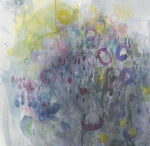 Watermedia painting,  Evening, Fireflies, Bugs Golden Light by Christine Alfery