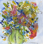 Watermedia painting, Flowers from the Garden by Christine Alfery