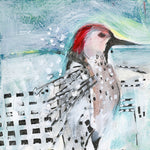 Watermedia painting, July Rose Breasted Woodpecker by Christine Alfery