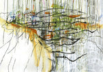 Watermedia painting, Migration Trails II by Christine Alfery