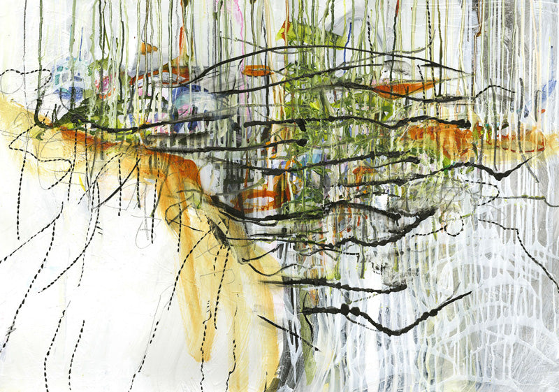 Watermedia painting, Migration Trails II by Christine Alfery