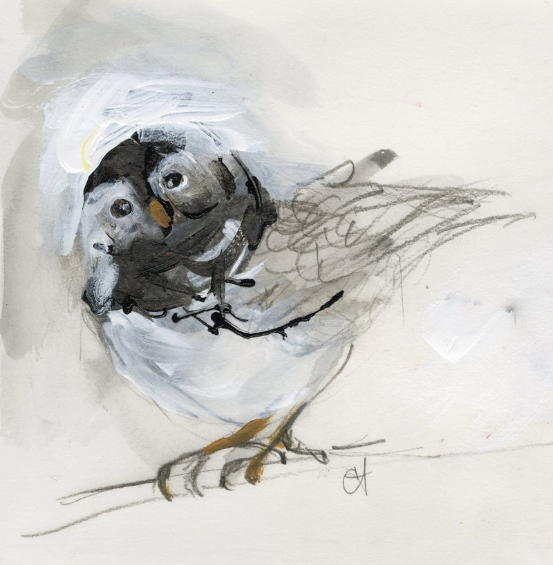 Watermedia painting, Oh, Hello There Chickadee by Christine Alfery