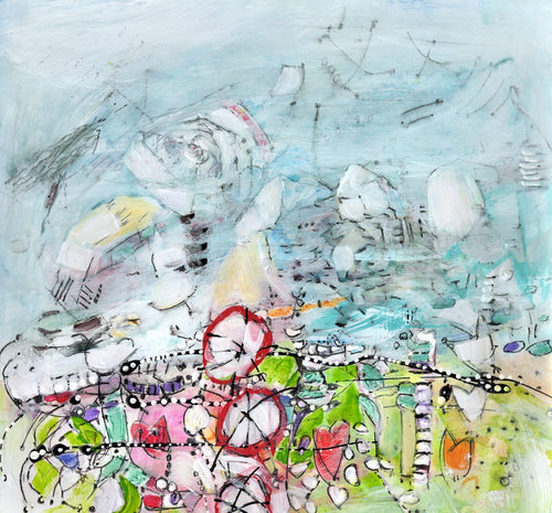 Watermedia painting, Roll'n Roll'n Roll'n  by Christine Alfery