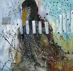 Watermedia painting, Wise Raven II by Christine Alfery