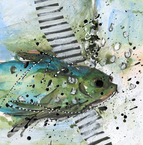 Watermedia painting, Big Fish by Christine Alfery