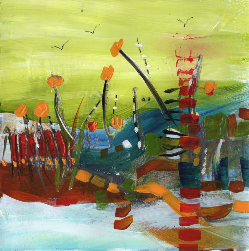 Watermedia painting, Cattails by Christine Alfery