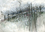 Water media painting, On the Fence  by Christine Alfery