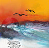 Watermedia painting, Ocean Sunset by Christine Alfery