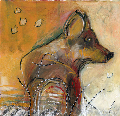 Watermedia painting, Wolf by Christine Alfery