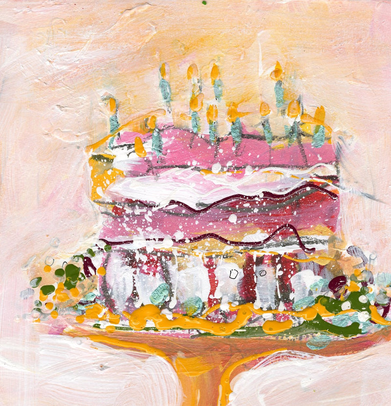 Watermedia painting, Birthday Cake 2023 II by Christine Alfery