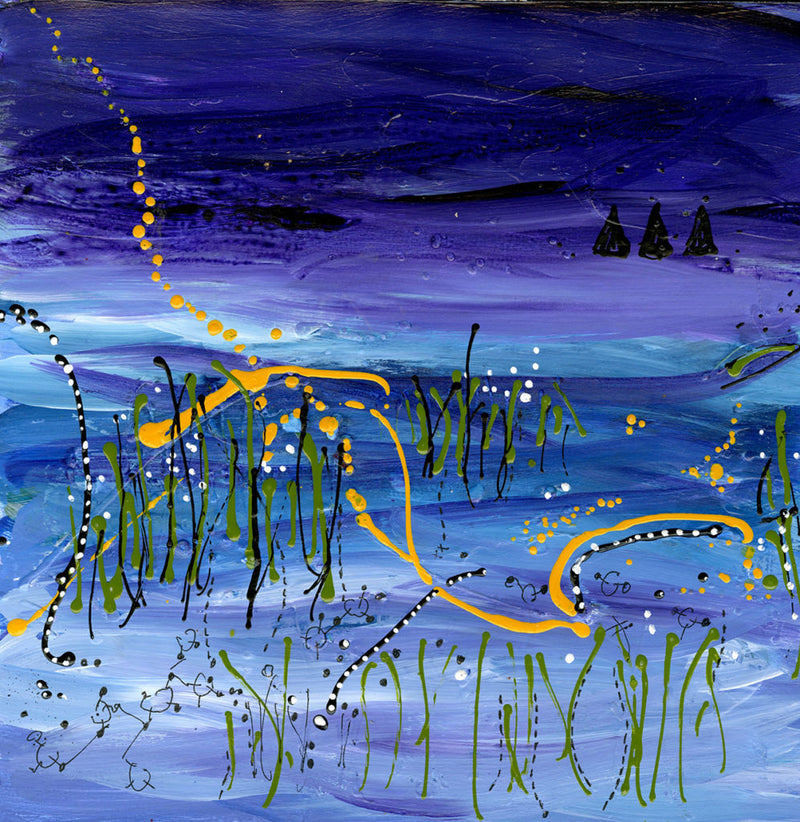 Water media painting, Adrift III  by Christine Alfery