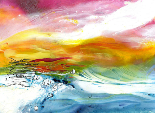 Water media painting, Breakers by Christine Alfery