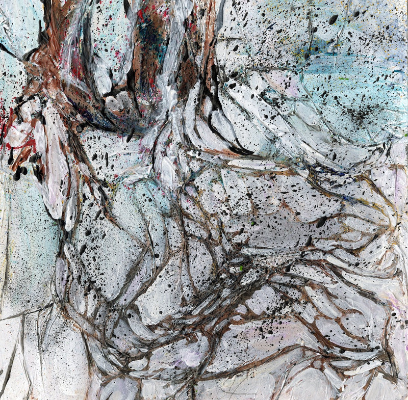 Watermedia painting, Cedar Roots Along The Shore by Christine Alfery