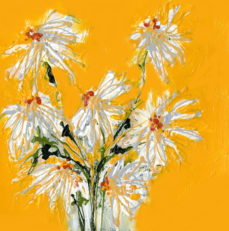 Water media painting, Daisies by Christine Aflery