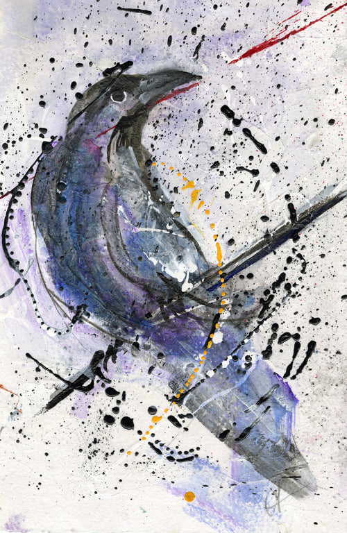Watermedia painting, Raven by Christine Alfery