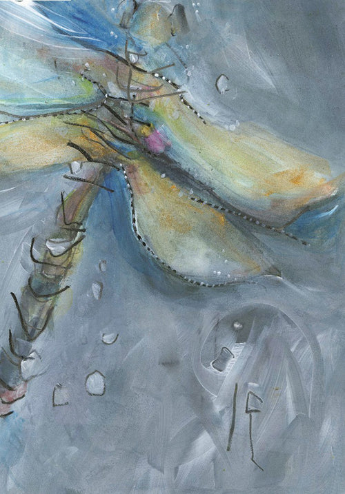 Water media painting, Dragonfly by Christine Alfery
