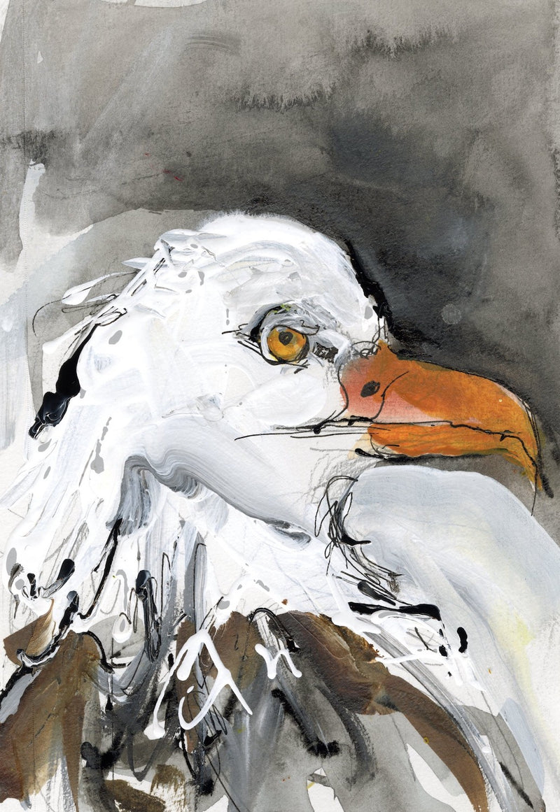 Water media painting, Eagle by Christine Alfery