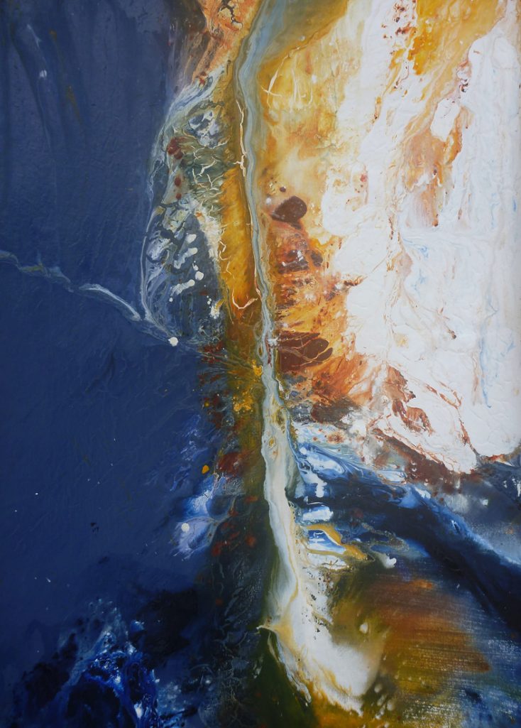 Water media painting, Falling Waters by Christine Alfery