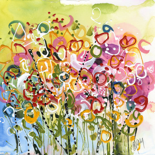 Water media painting, Field of Flowers  by Christine Alfery