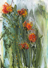 Water media painting First Tulips by Christine Alfery