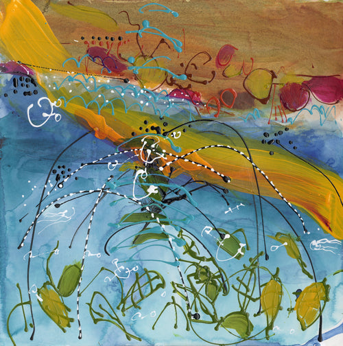 Water media painting,  Fishes in the Sea by Christine Alfery