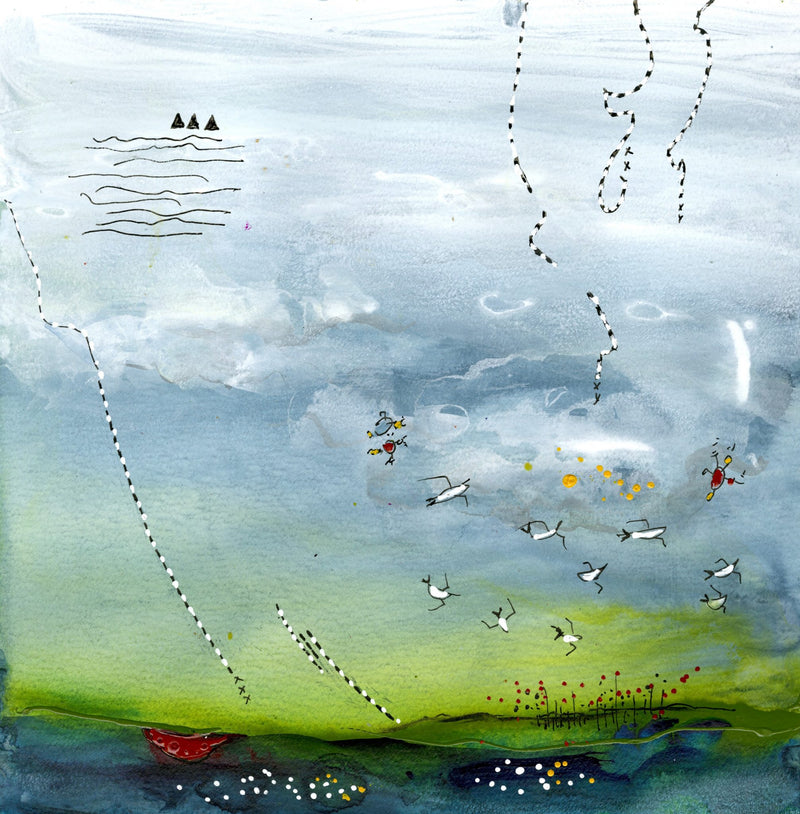 Water media painting, Fishing the Arctic by Christine Alfery