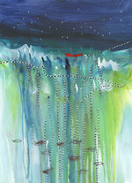 Water media painting, Fishing Under the Big Dipper by Christine Alfery