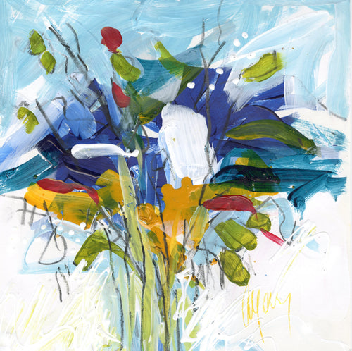 Water media painting,  Fleur Azure by Christine Alfery