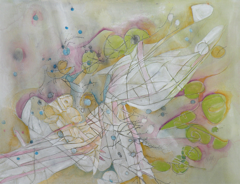 Water media painting, Flight by Christine Alfery