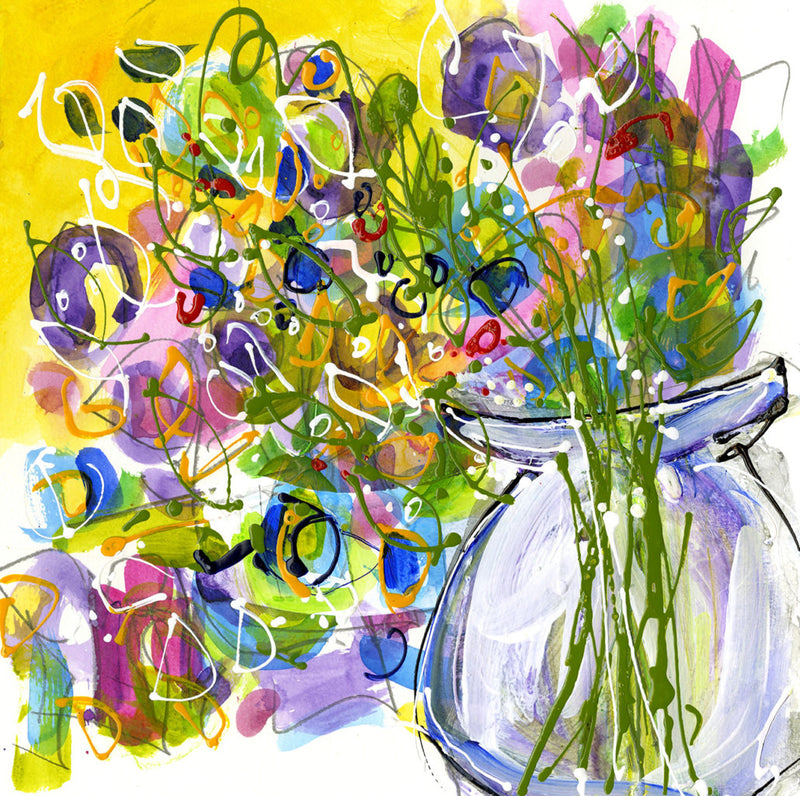 Water media painting, Flowers From My Garden - Yellow by Christine Alfery