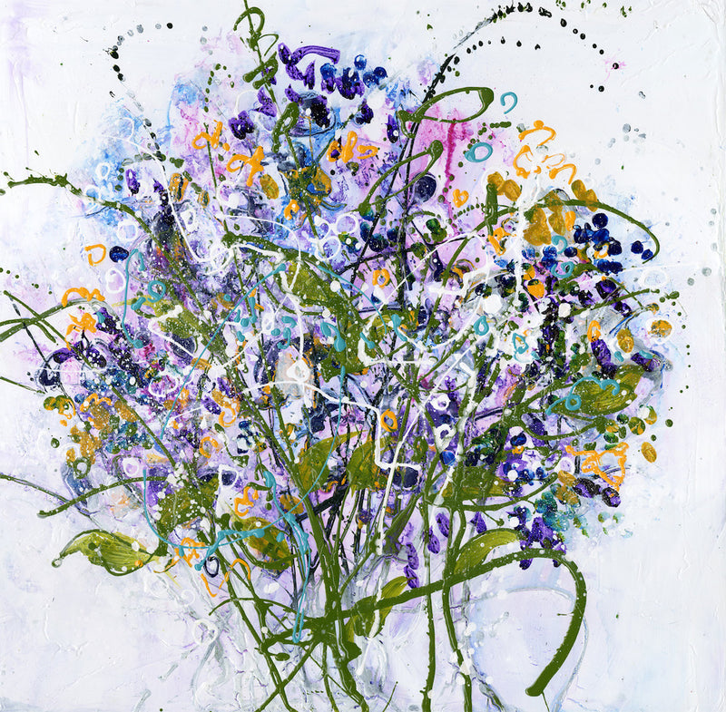 Watermedia painting, Forget Me Nots by Christine Alfery