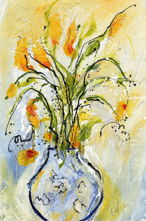 Watermedia painting, Gram's Vase by Christine Alfery