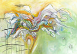 Water media painting,  Her Cape Caught in the Wind  by Christine Alfery