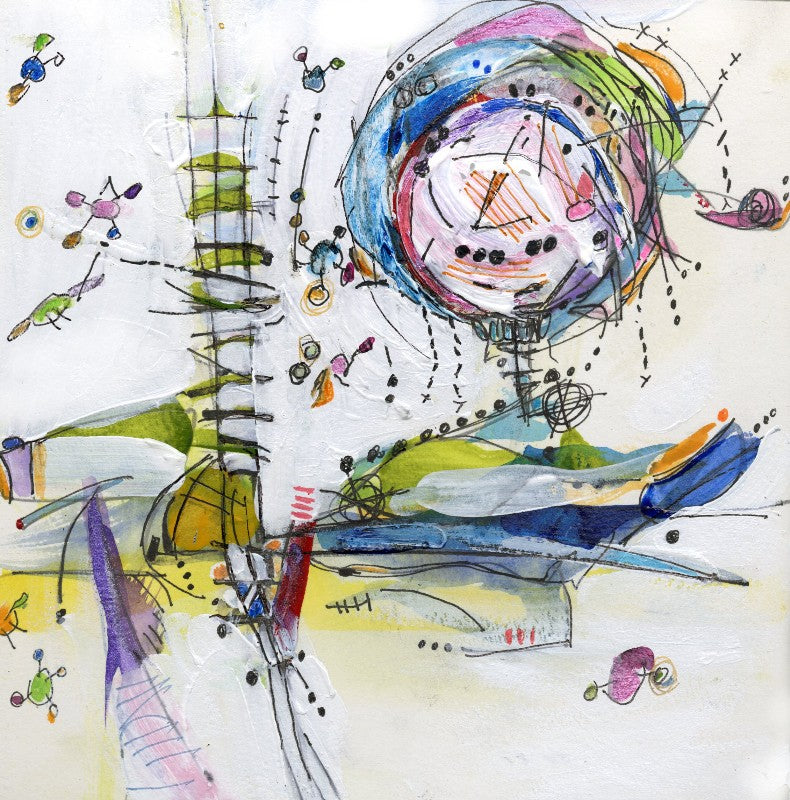 Water media sketch, Hot Air Balloon by Christine Alfery