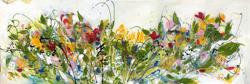 Water media painting, July's Garden by Christine Alfery