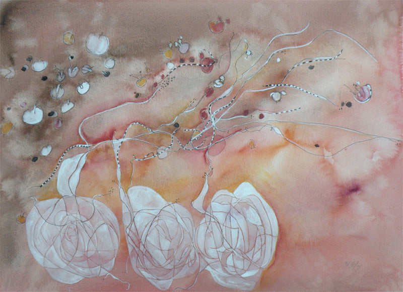 Water media painting,  Knots Unravelling II by Christine Alfery