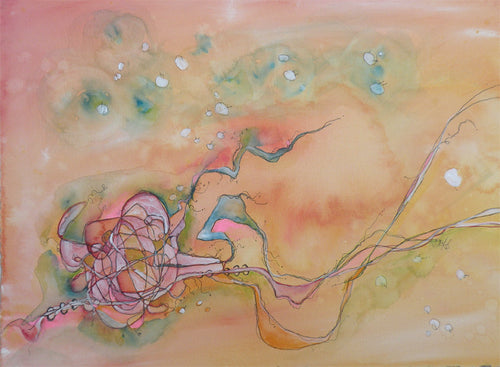 Water media painting, Knots Unravelling III by Christine Alfery