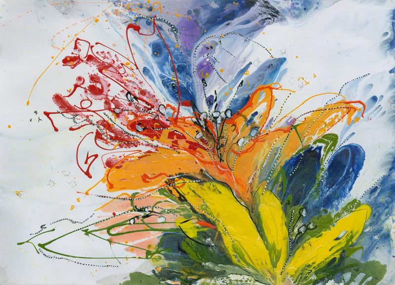 Water media painting, Lilies by Christine Alfery