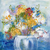 Water media painting,  Little Blue Flowers in a Bouquet by Christine Alfery