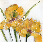 Water media painting, Mom's Yellow Iris by Christine Alfery