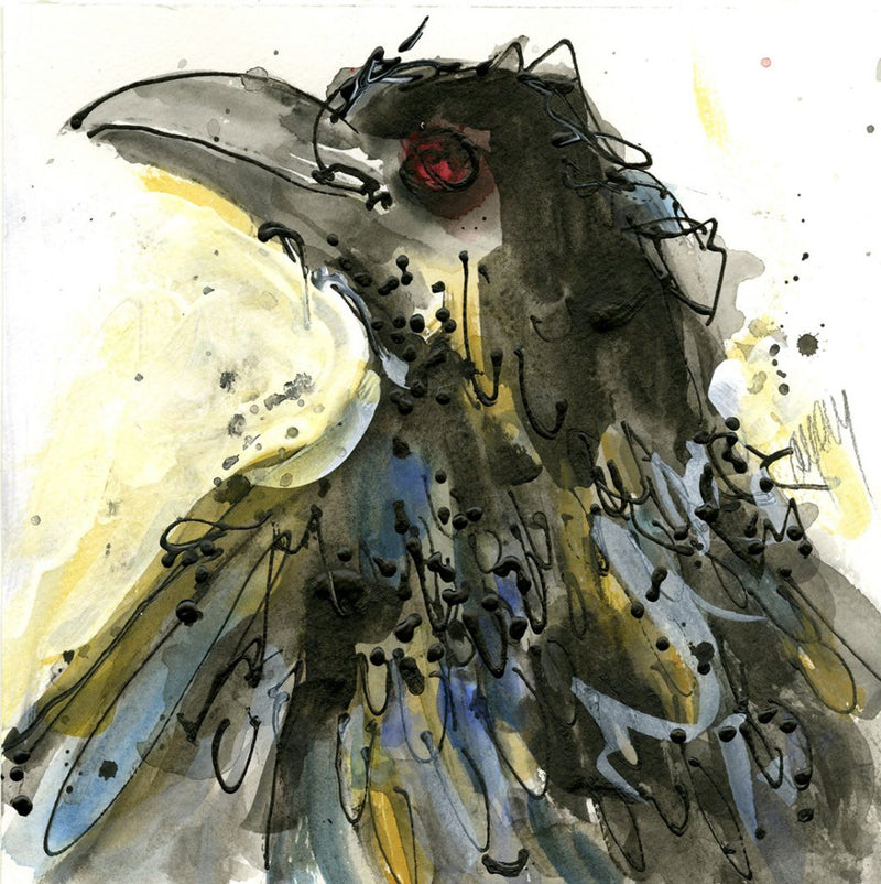 Water media painting, Mr Raven  by Christine Alfery