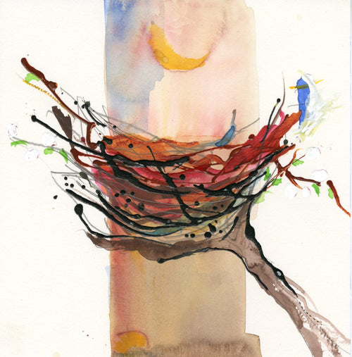 Water media painting, Nest VII  by Christine Alfery