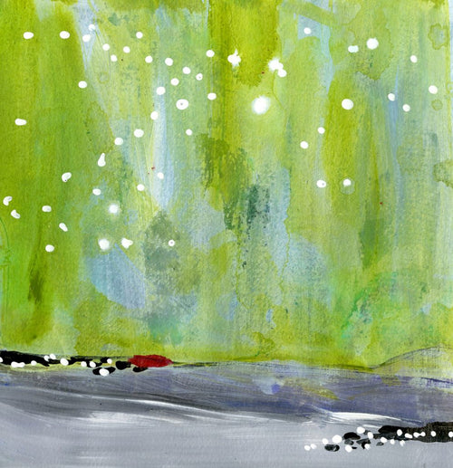 Water media on paper, Northern Lights III by Christine Alfery