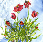 Water media painting, Poppies III by Christine Alfery