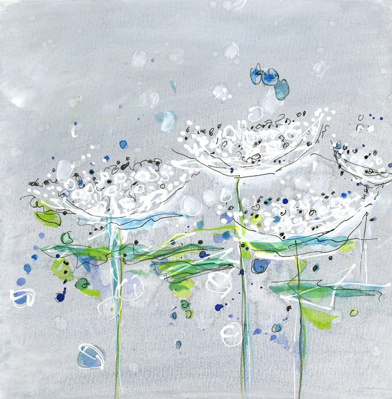 Water media painting,  Queen Anne's Lace  by Christine Alfery